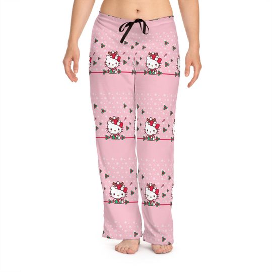 Hello Kitty Pattern Pajama Pants - Pink All-Over Print