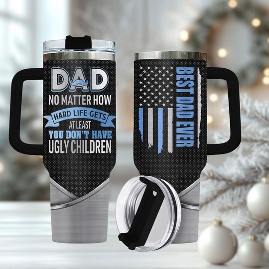 Discover Best Dad 40oz Tumbler, Dad Tumbler With Handle, Dad Print Tumbler