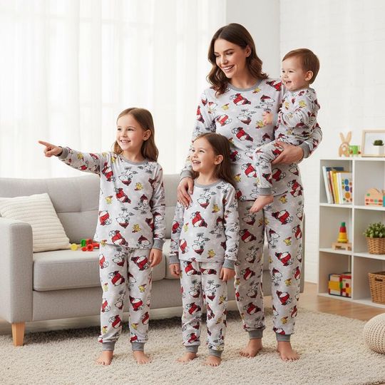 Discover Puppy Family Pajamas Set with Santa Dog Long Pajamas for Kids and Adults Christmas Sleepwear