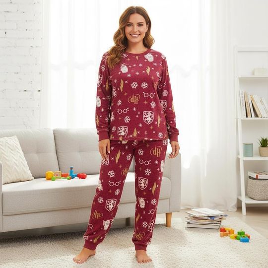 Discover Wizard Family Pajamas, Magic Long Pajamas, Red Magic Long Tee & Pants PJs, Family Matching Pajamas Set, Family Sleepwear Xmas Gift