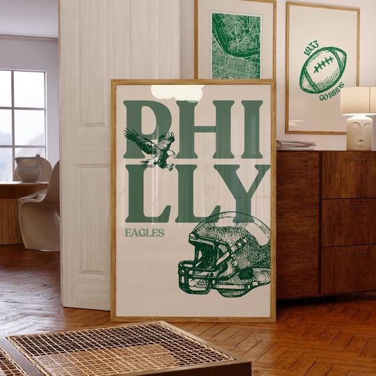 Philadelphia Wall Art, Philadelphia Eagles Print, Trendy Philly poster for apartment, Perfect dorm decor for college students in Philly 76