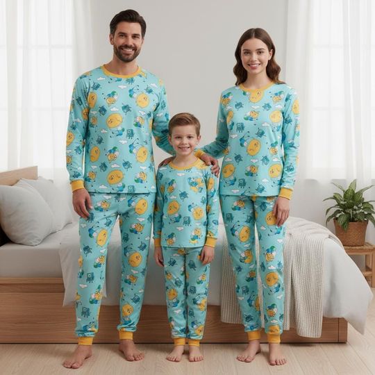 Discover Cute Cartoon Family Pajama Set with Long Sleeve Top and Pants