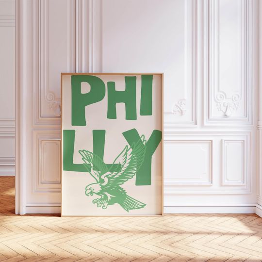 Philly Art Print Vintage Eagle Poster Retro Philadelphia Print Minimalist Wall Art Philadelphia Poster Trendy Home Decor Printable Art Green