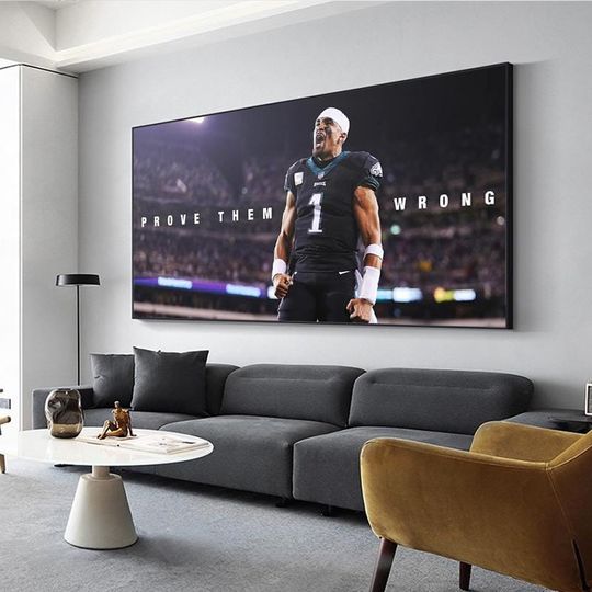 Jalen Hurts Motivational Quote Canvas Prove Them Wrong Poster Philadelphia Eagles Wall Art for Sports Room