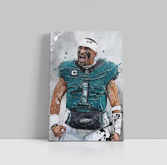 Discover Jalen Hurts Canvas Philadelphia Eagles Poster Football Wall Art football Player Canvas Print Sports Home Decor S90 Christmas Gift