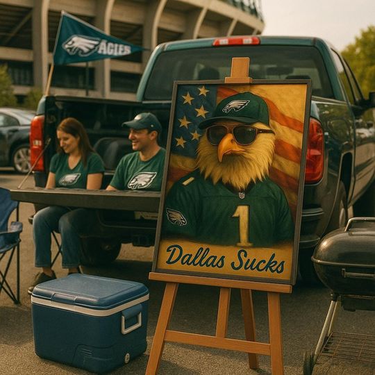 Discover Eagles Bald Eagle Art: Midnight Green Philly Fan Cave Decor