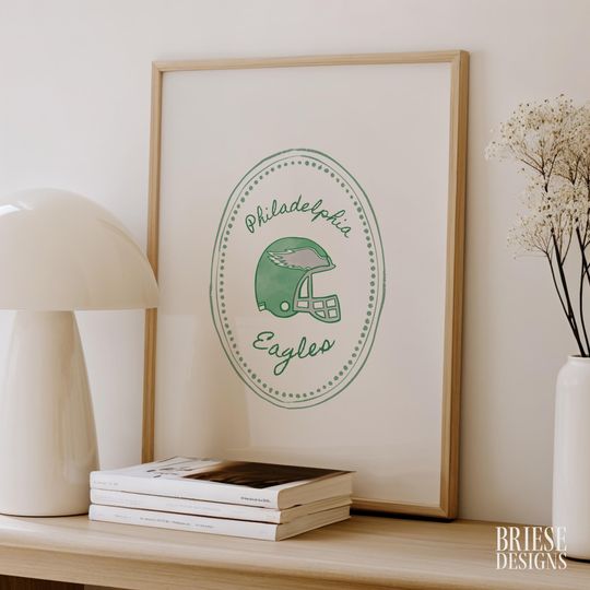 Philadelphia Football Inspired Helmet Kelly Green Poster | BrieseDesigns