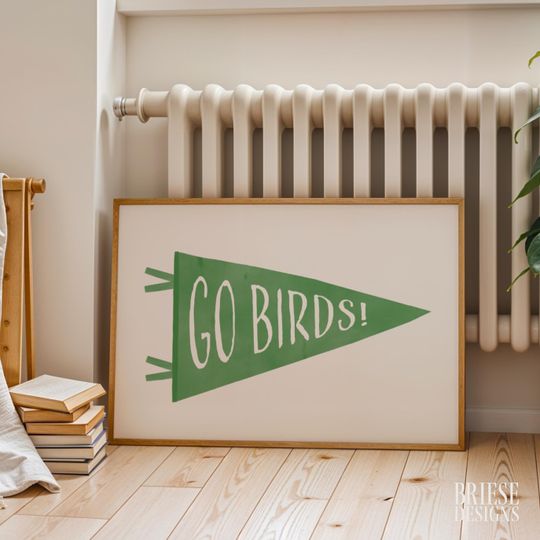 Discover Go Birds! Philadelphia Football Inspired Pennant Flag Poster | Kelly Green |   BrieseDesigns