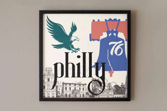 Philly Sports Canvas Poster - Framed Art, Philadelphia Art, Wall Decor - Midnight Green
