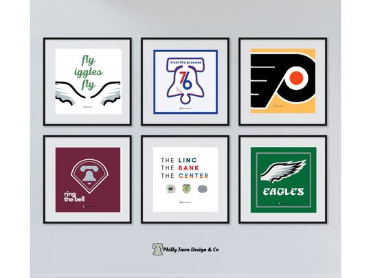 Philadelphia Sports Wall Art Collage Eagles, Sixers, Flyers, Phillies