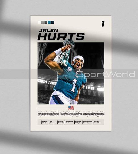 Discover Jalen Hurts Poster  Eagles QB Print  football Sports Decor  Football Fan Gift