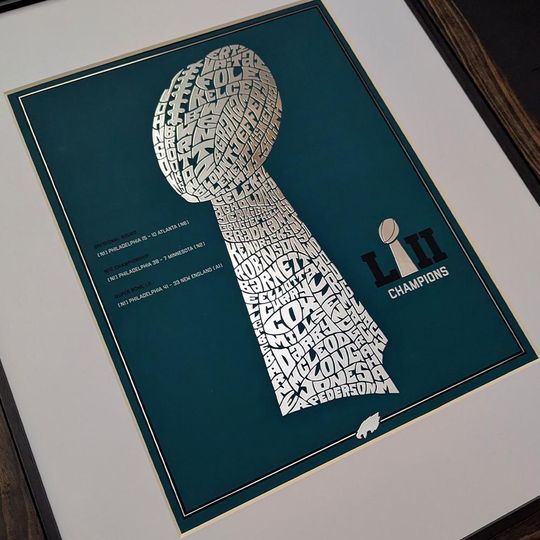 Philadelphia Eagles Super Bowl LII Silver Foil Poster | eagles poster, eagles art, philadelphia