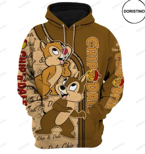 Chip and Dale 3D Cartoon Graphic Hoodie