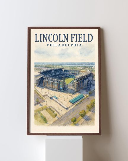 Discover Lincoln Financial Field Watercolor Poster  Philadelphia Stadium Wall Art