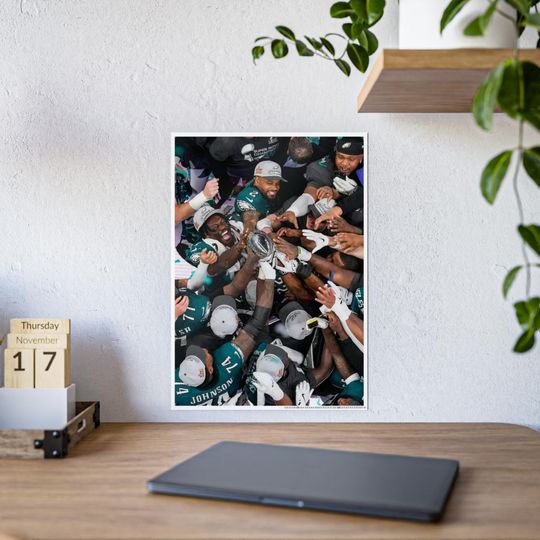 Discover Philadelphia Eagles Super Bowl LIX 59 Champions Overhead Lombardi Trophy Celebration Poster, Multiple Sizes Available SB 59 Champs AJ Brown