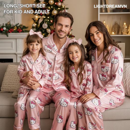 Discover Matching Family Christmas Hello Kitty Pajamas  Gingerbread Christmas pajamas set for kid and adult, soft holiday sleepwear