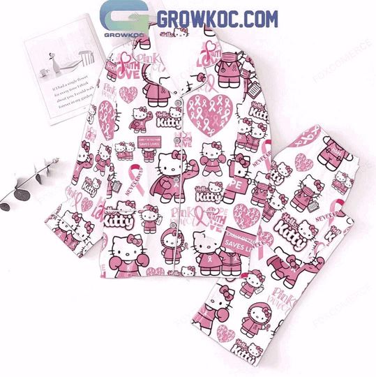 Hello Kitty Pink Pajamas  Breast Cancer Awareness Cute PJs Set