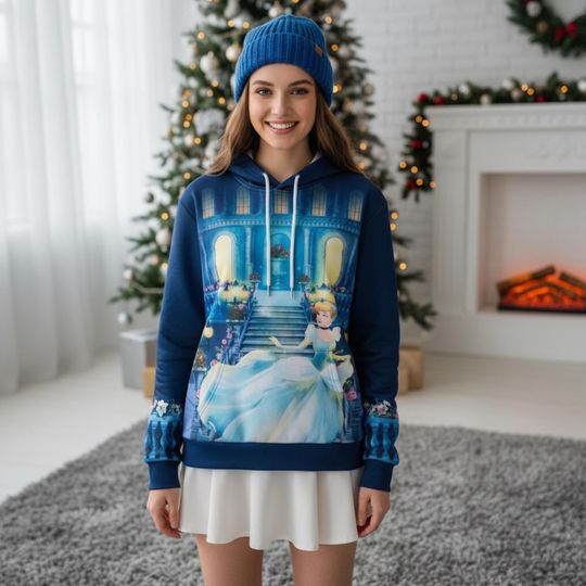 Discover Disney Cinde Magical Castle Steps Illustration Hoodie, Cinde Meet Me At Midnight Pullover, Disney Princess Matching Trip Outfits