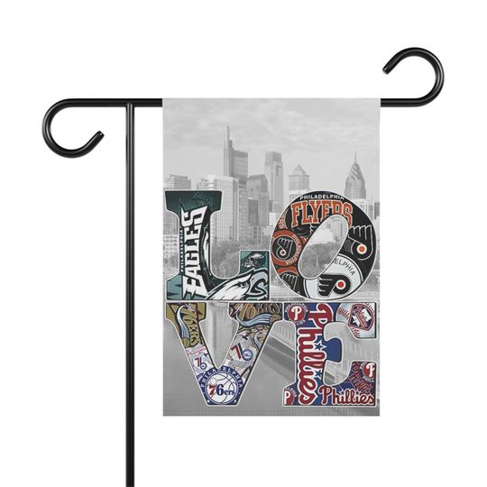 Discover Philadelphia Sports Love Garden Banner With Landscape, Outdoor Decor, Home and Garden Gift