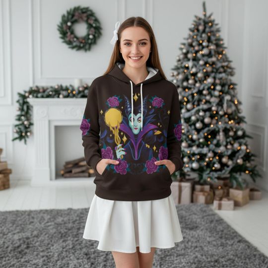 Discover Disney Sleeping Beauty Maleficent Hoodie, Maleficent Floral Rose Pullover, Disney Villain Family Matching Trip Outfits
