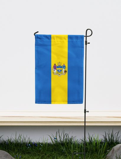 Discover Philadelphia, Pennsylvania USA Garden Flag | Size - 12" x 18" | Double Sided Unique Design Print | High Quality Materials | Made in EU
