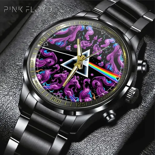 Discover Classic Rock-Style Black Stainless Steel Watch – Music Fan Gift Timepiece