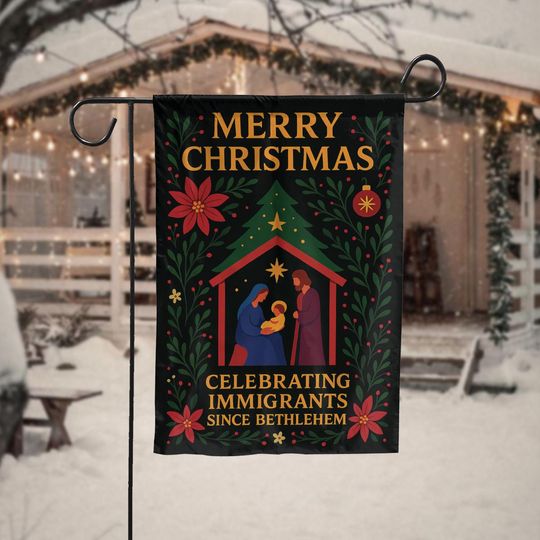 Discover Inclusive Merry Christmas Garden Flag, Nativity Immigrant Celebration Yard Decor, Holiday Porch Sign, Christmas Outdoor Decoration