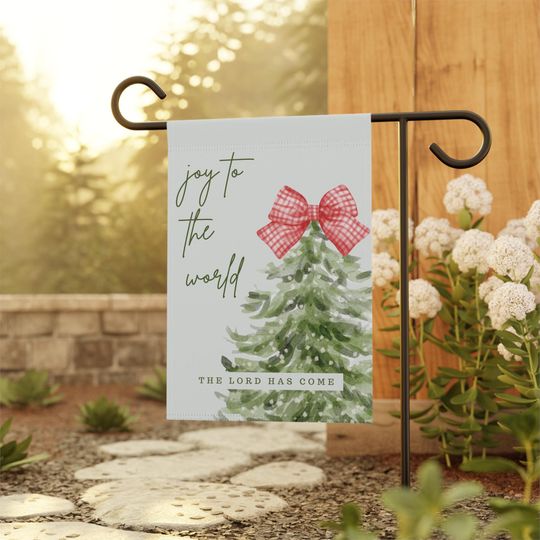 Discover Christmas Garden Banner, Joy To The World, Coquette Christmas Flag, Christmas Porch Decoration, Christmas Bible Verse, Christian Home Decor