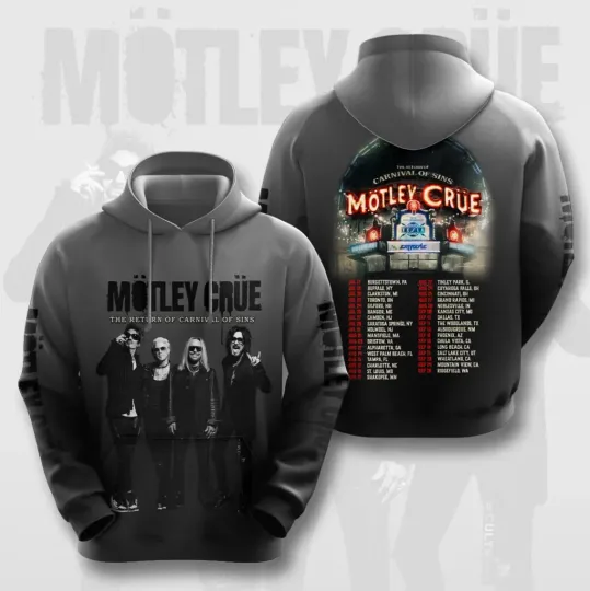 Discover Mötley Crüe The Return Of Carnival Of Sins Tour 2026 3D Hoodie