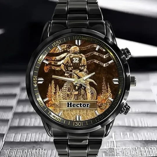 Discover Customzied motocross racer watch, personalized name, motocycle racing watches