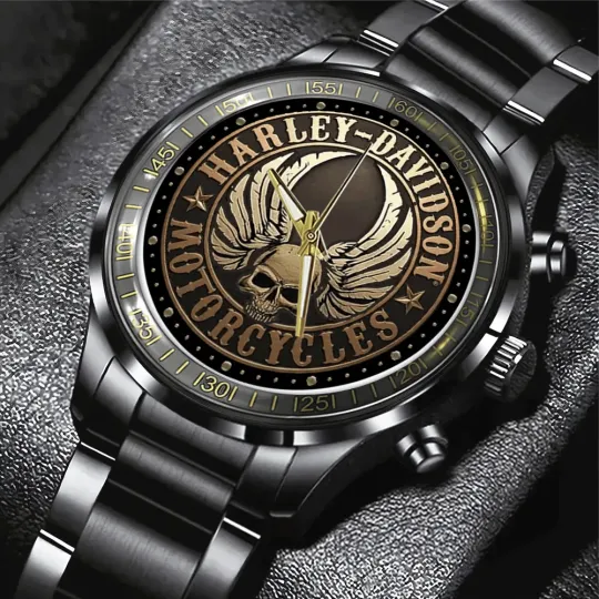 Discover Motorcycle Inspired Black Stainless Steel Watch | Biker Style Unisex Timepiece