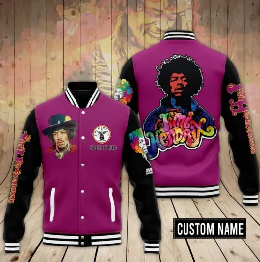 Jimi Hendrix, Baseball Jacket, Art, 70's Style, Retro Baseball Jacket