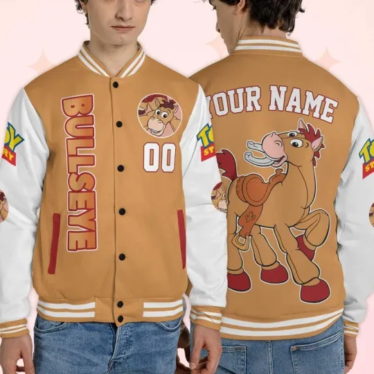 Discover Personalized I'm A Big Fan Of Bullseye Toy Story Horse Character Baseball Jacket