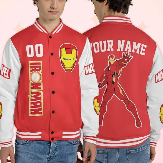 Personalized Iron Man Supehero Fan Gift Christmas Baseball Jacket