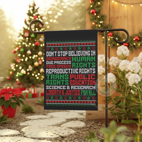 Big Fan Of Democracy House Garden Yard Flag, Human Trans Reproductive Rights, Healthcare Public Education, Liberal Leftist Christmas Gift