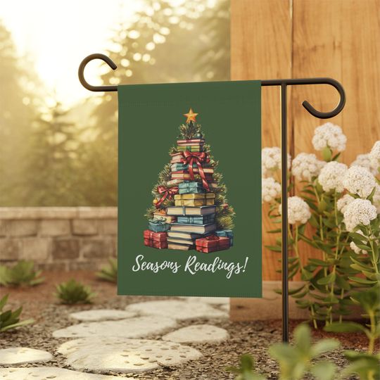 Discover Christmas Garden Flag, Outdoor Holiday Decor, Christmas House Flag, Holiday Decor, Christmas Home Decor,Little Library Flag, Bookish Gift