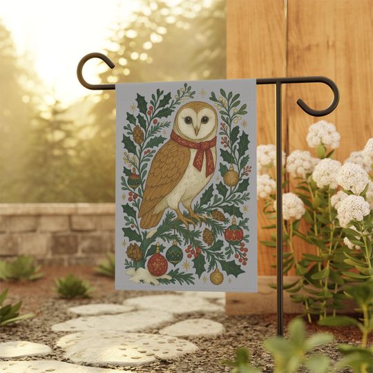 Discover Christmas Garden Flag: Holiday Yard Flag, Winter Owl Garden Sign, Christmas Outdoor Decor