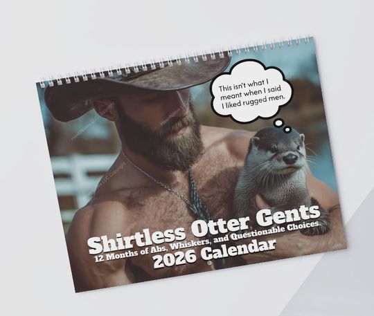 Discover Funny Otters 2026 Wall Calendar  Cute Animal Calendar with Funny Sayings, Otter Lover Gift, White Elephant Christmas Gag Gift for Her Him