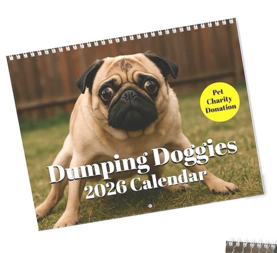 Discover Dumping Doggies 2026 Dog Calendar Pooping White Elephant Exchange Yankee Swap Secret Santa