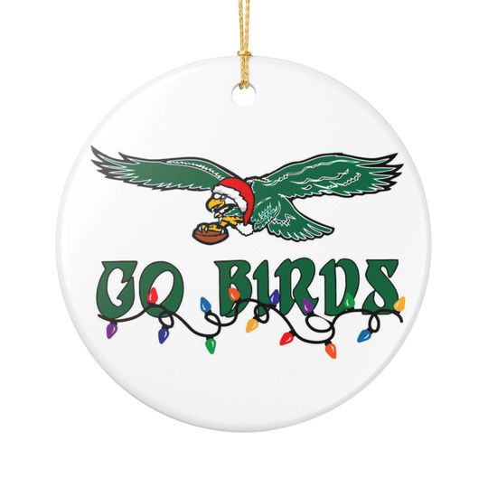 Discover Go Birds Eagle with Santa Hat Ornament Philadelphia Eagles Gameday Christmas Football football Gift Holiday | Ceramic Christmas Tree Decoration