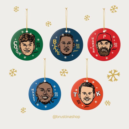 Ornaments: Philly Holiday Sports (2 Sided) l Coop l Maxey l Blake l Harper l TK