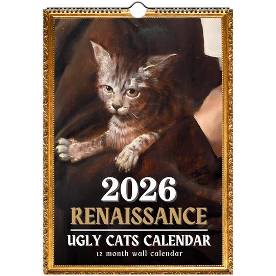 Discover Funny Renaissance Cats 2026 Wall Calendar