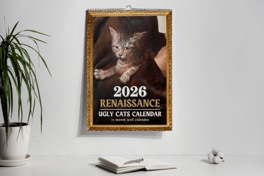 Discover Funny Renaissance Cats 2026 Wall Calendar