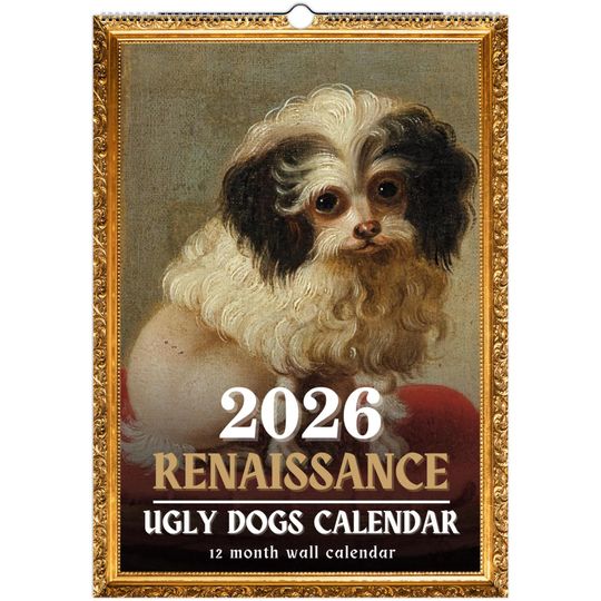 Discover Funny Renaissance Dogs 2026 Wall Calendar