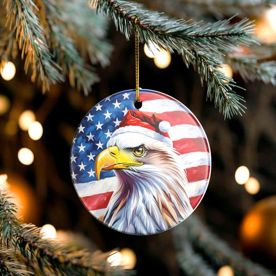 Discover Patriotic Eagle Christmas Ornament, American Flag Holiday Decor, USA Pride Tree Decoration