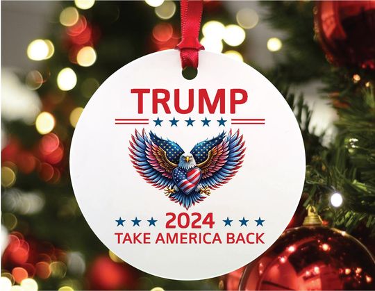 Discover Donald Trump President 2024 Colorful Eagle, Trump Vance Christmas Tree Decor, Political Trends, Ceramic Ornament Holiday Gift Failed Attempt