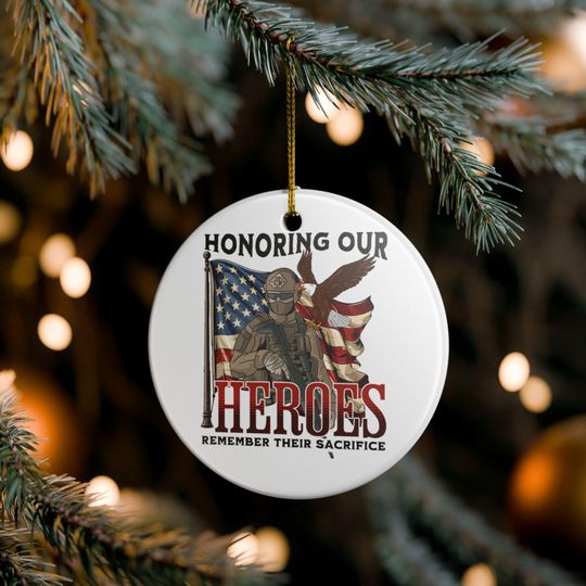 Discover Ceramic Veteran Ornament: USA Flag Tribute Keepsake