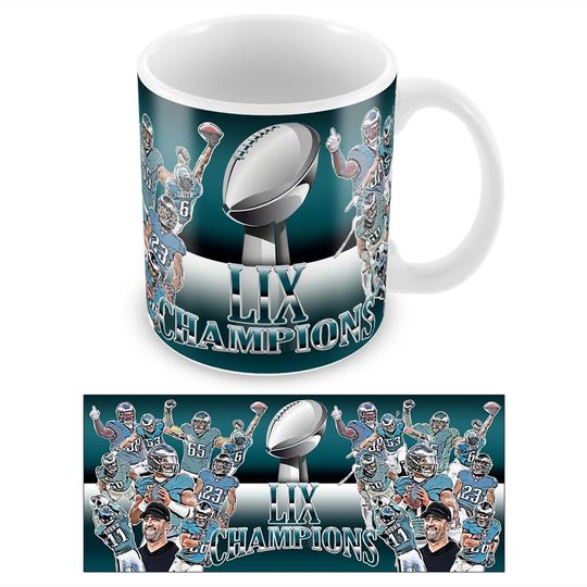 Discover Eagles Champions LIX 2025 Vector Heroes Printed Mug Cup Philadelphia Philly
