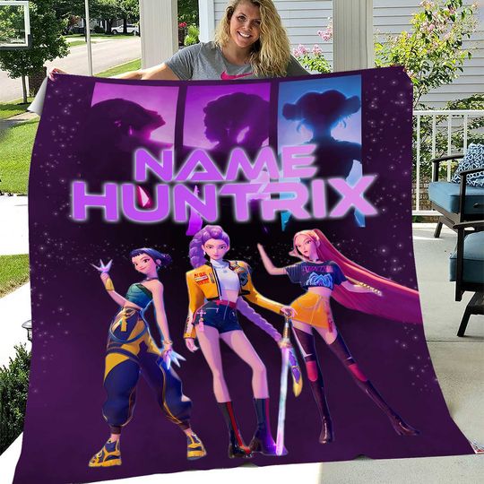 Kpop Demon Hunters Custom Blanket, Cozy K-pop Demon Hunters Huntrix Blanket