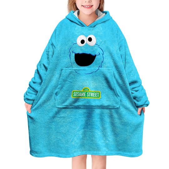 Sesame Street Blue Cookie Monster Blanket Hoodie Unisex